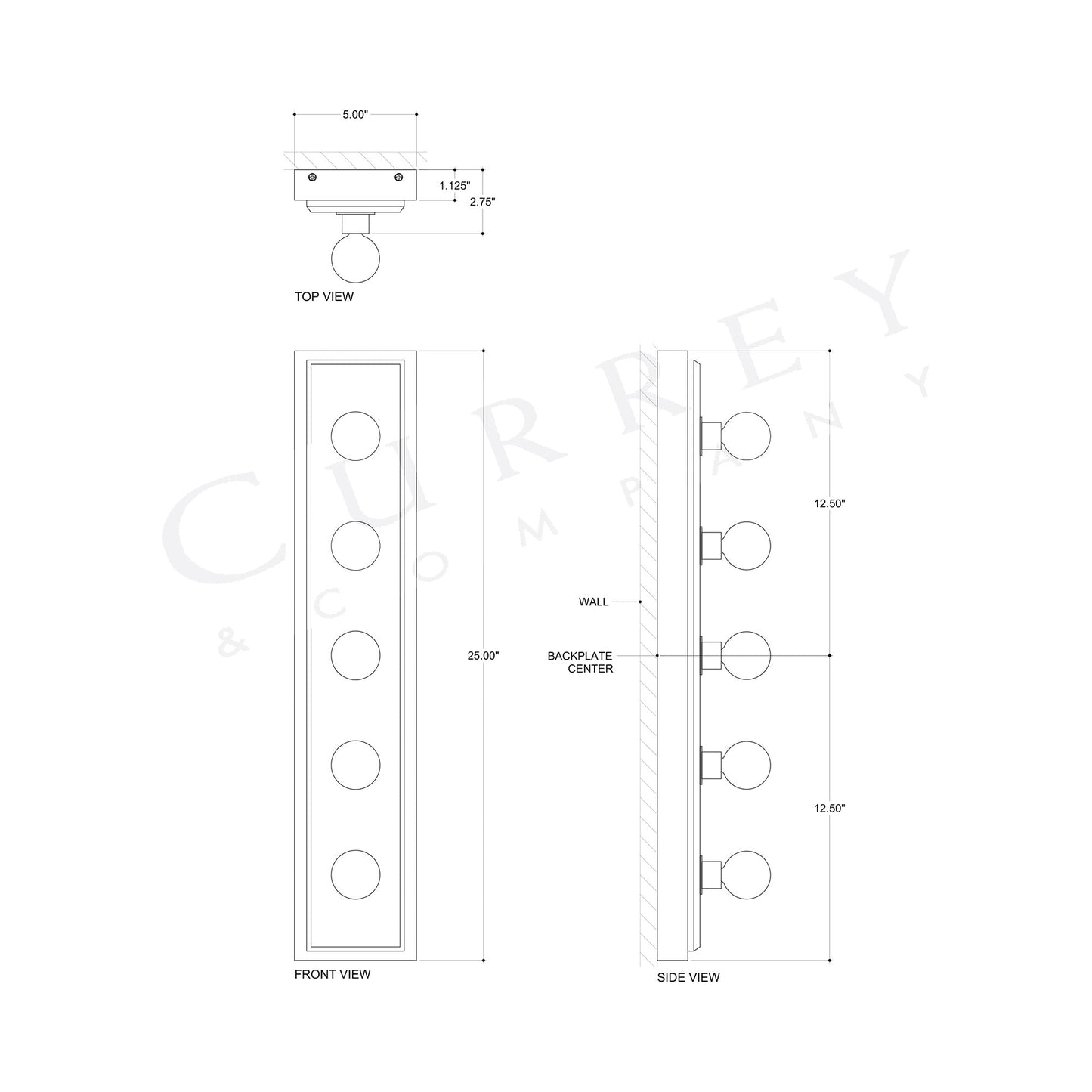 Berdine Bath Wall Light - line drawing.