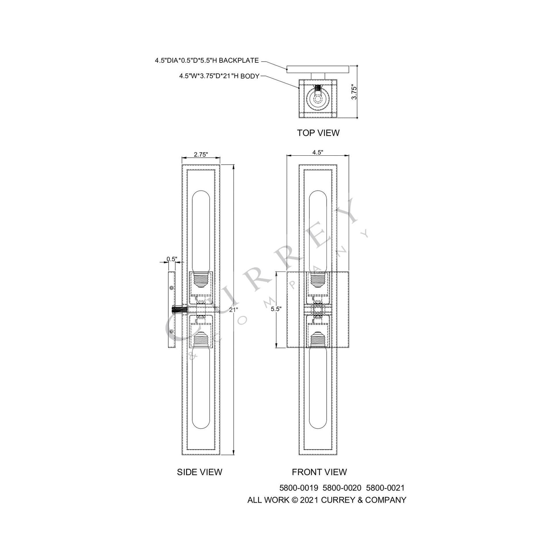 Bergen Wall Light - line drawing.