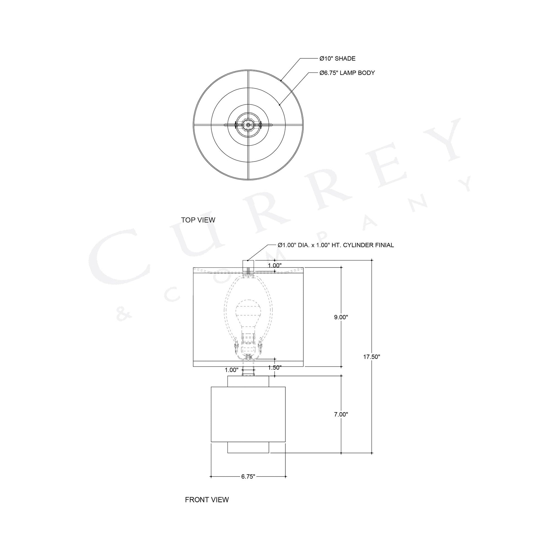 Beryl Table Lamp - line drawing.
