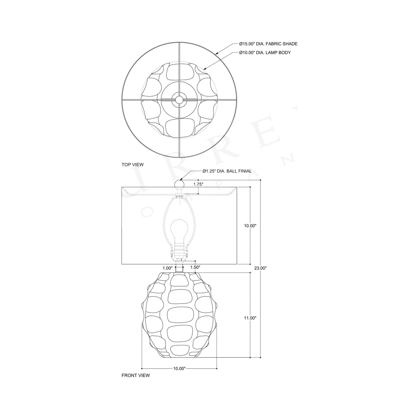 Betel Table Lamp - line drawing.