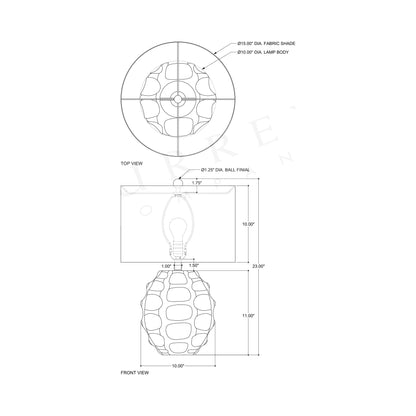 Betel Table Lamp - line drawing.