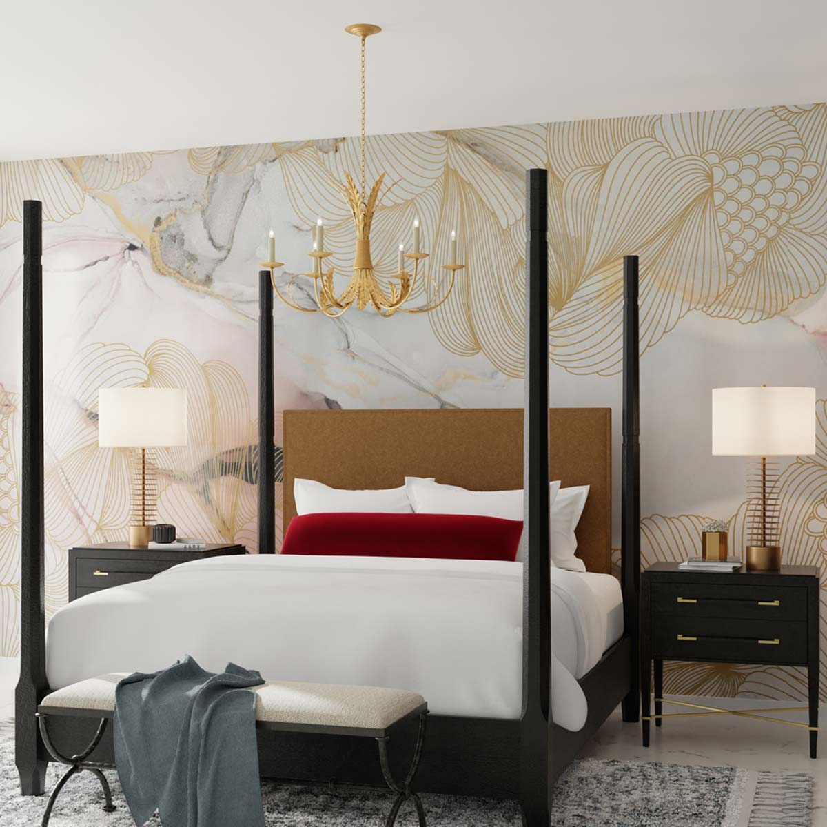 Bette Chandelier in bedroom.