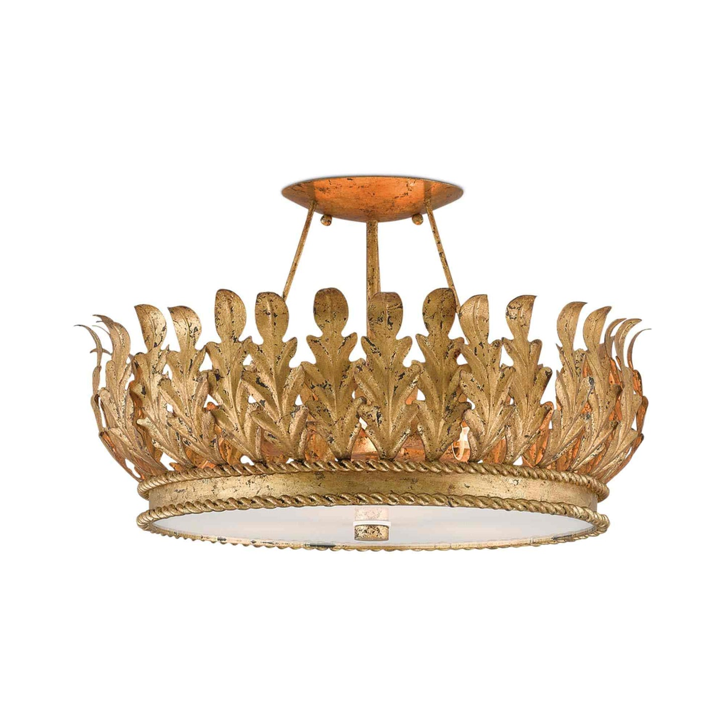 Biddulph Semi Flush Mount Ceiling Light in Gold.