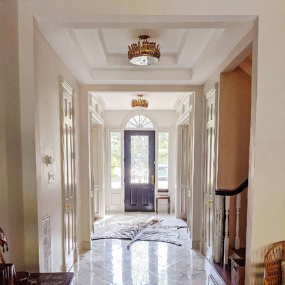 Biddulph Semi Flush Mount Ceiling Light in living room.