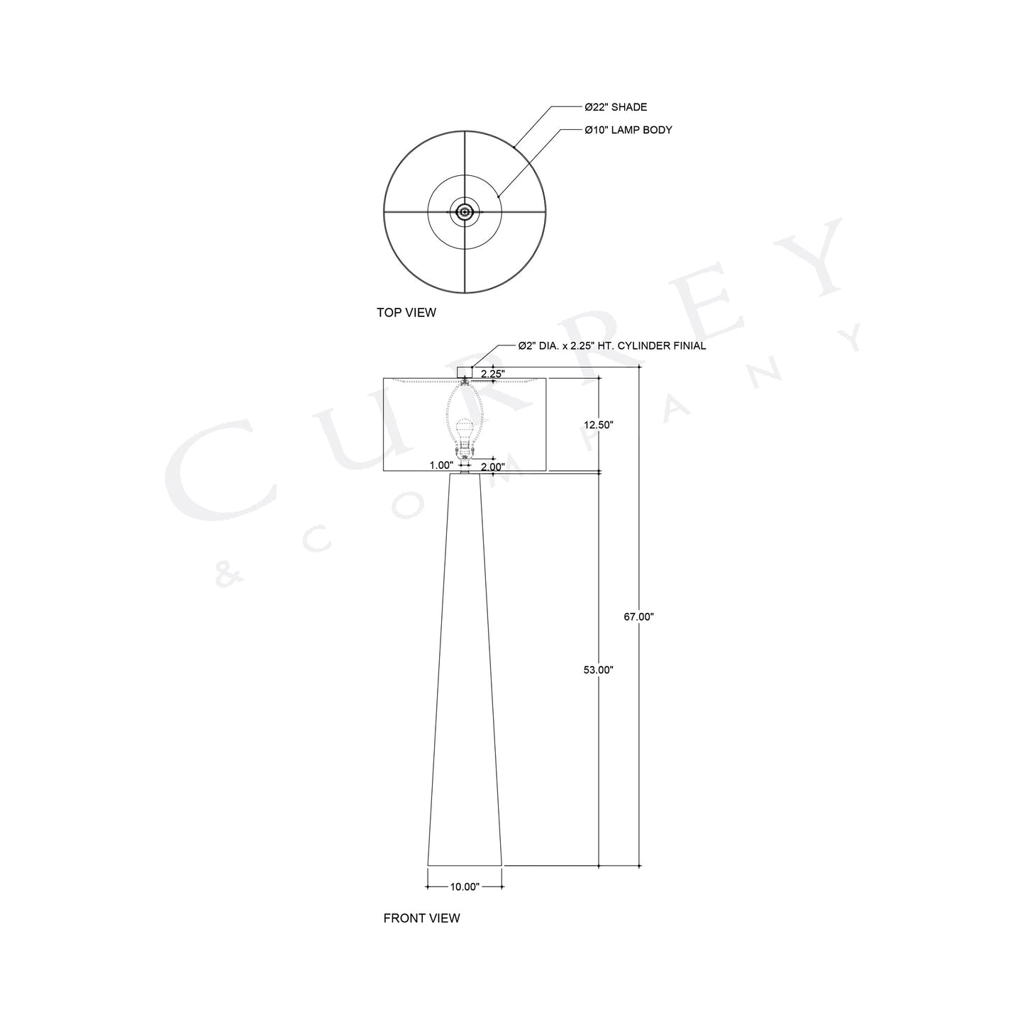 Birdsong Floor Lamp - line drawing.