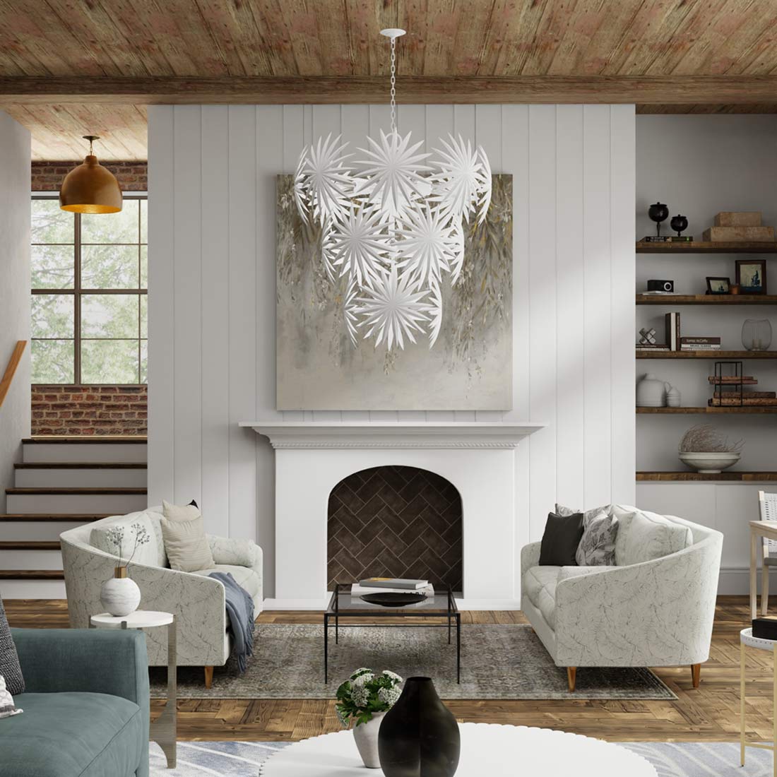 Bismarkia Chandelier in living room.