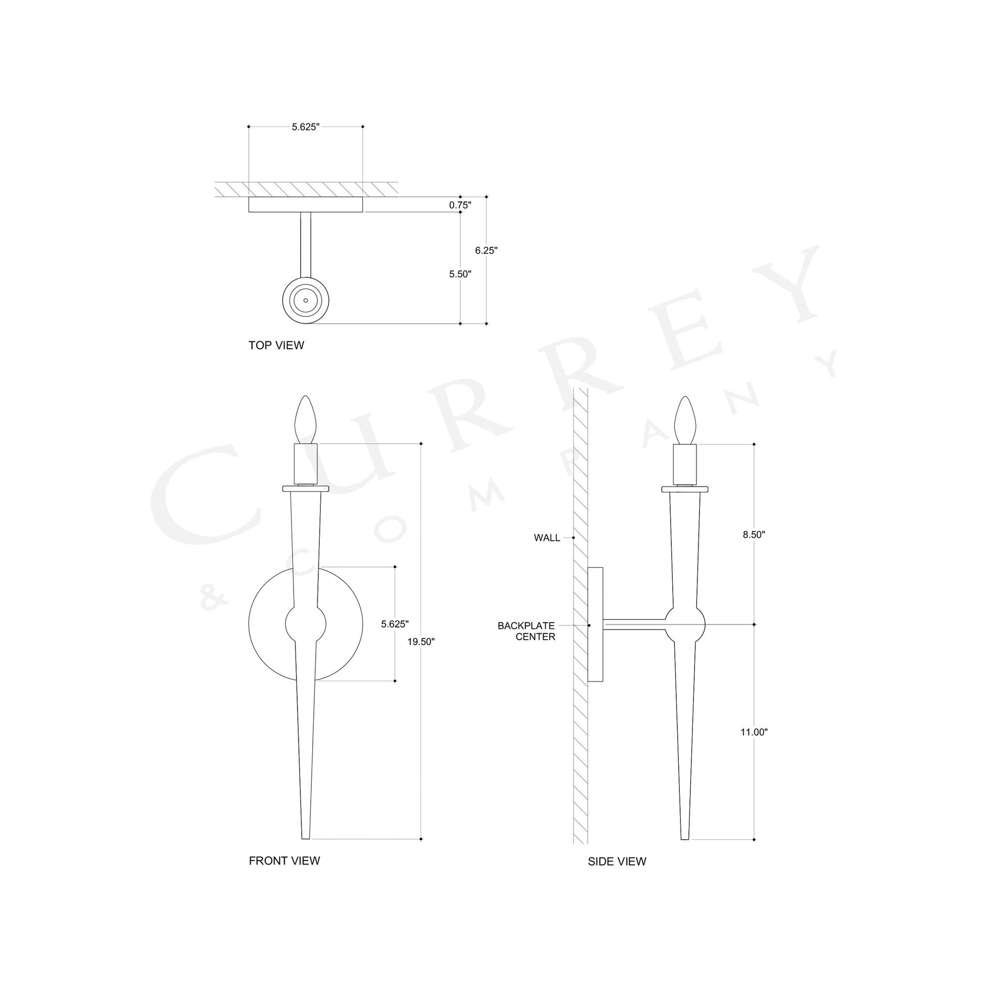 Blackthorn Wall Light - line drawing.