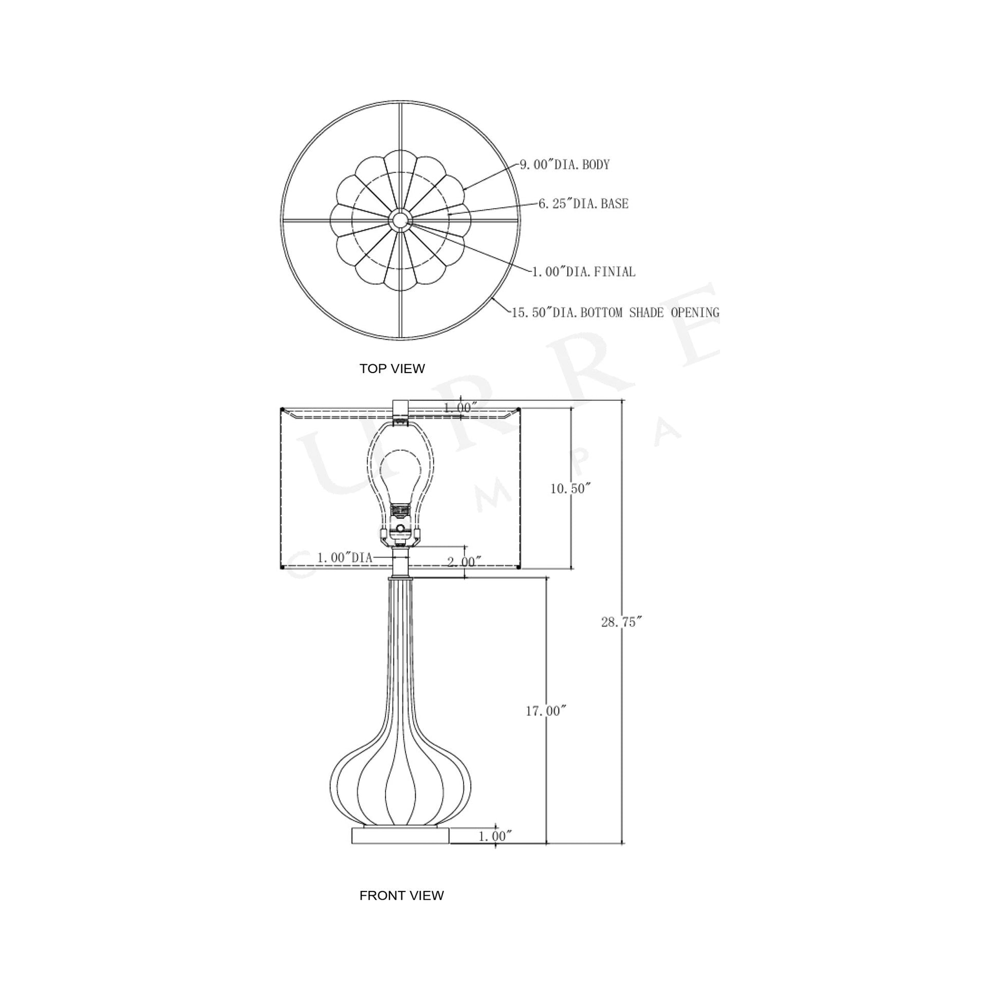Blanche Table Lamp - line drawing.