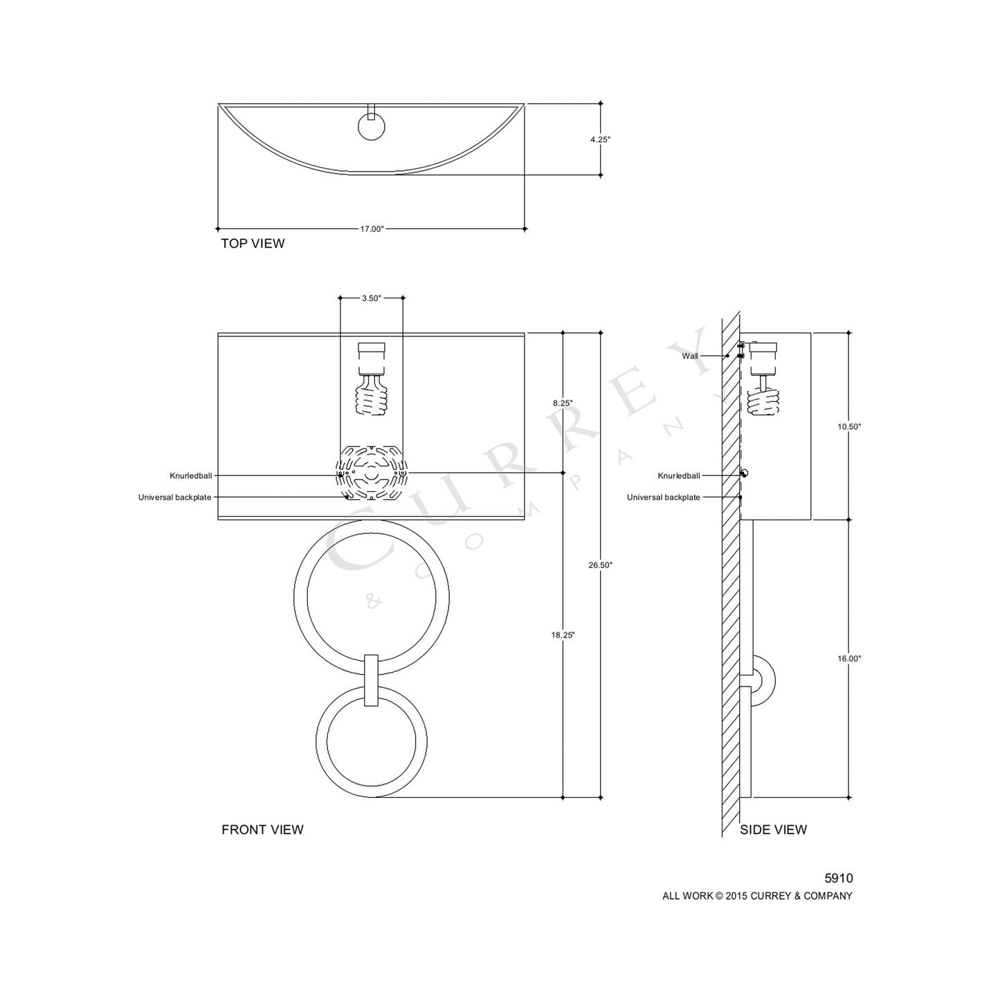 Bolebrook Wall Light - line drawing.