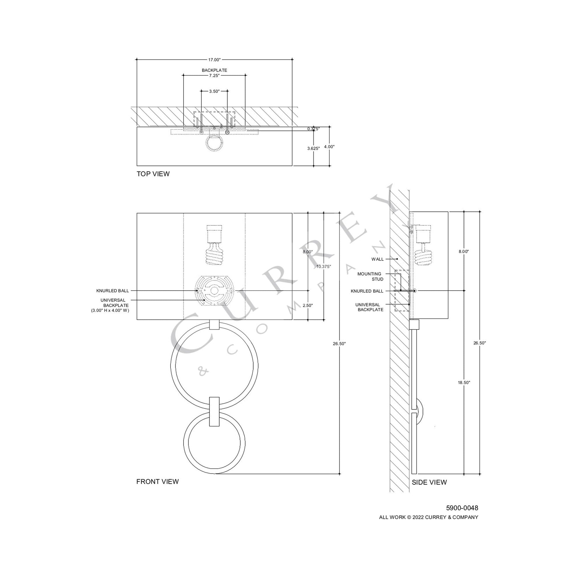 Bolebrook Wall Light - line drawing.