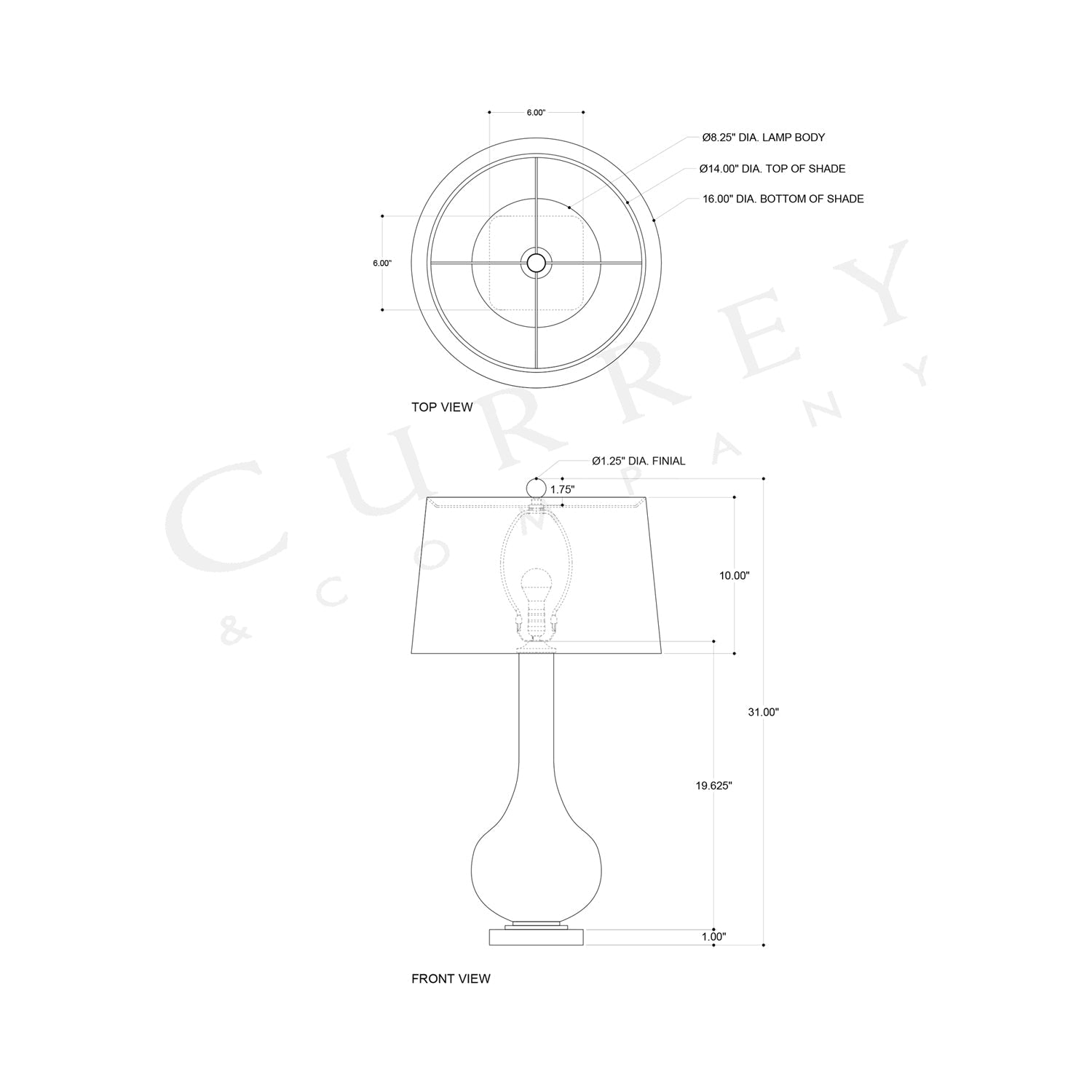 Bombon Table Lamp - line drawing.