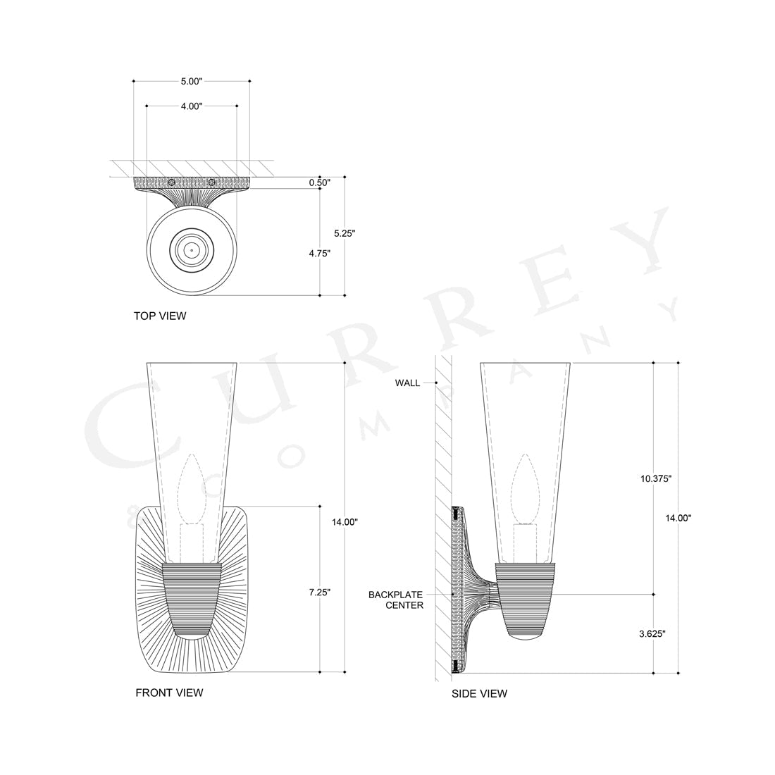 Bonaz Bath Wall Light - line drawing.