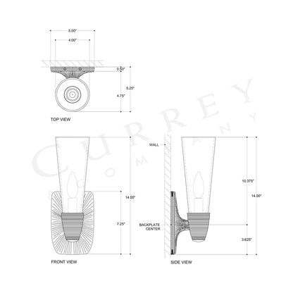 Bonaz Bath Wall Light - line drawing.