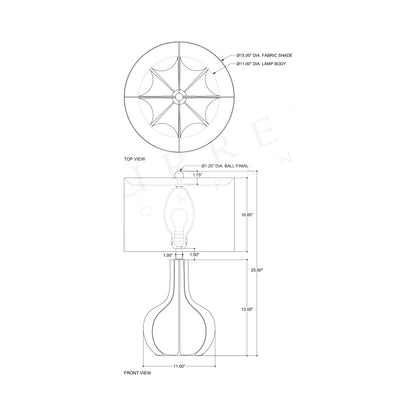 Bonbori Table Lamp - line drawing.