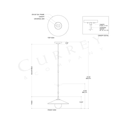 Bothy Outdoor Pendant Light - line drawing.