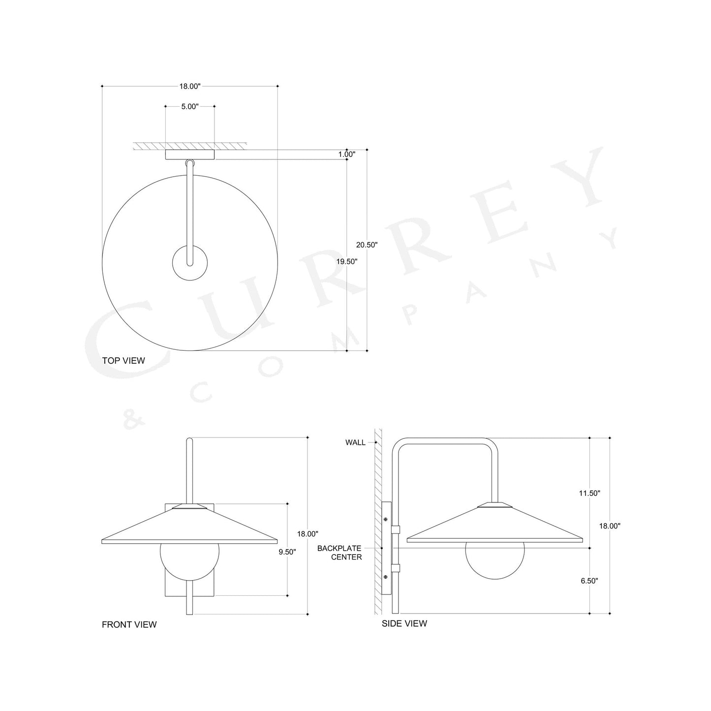 Bothy Outdoor Wall Light - line drawing.