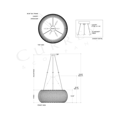 Boucle Chandelier - line drawing.