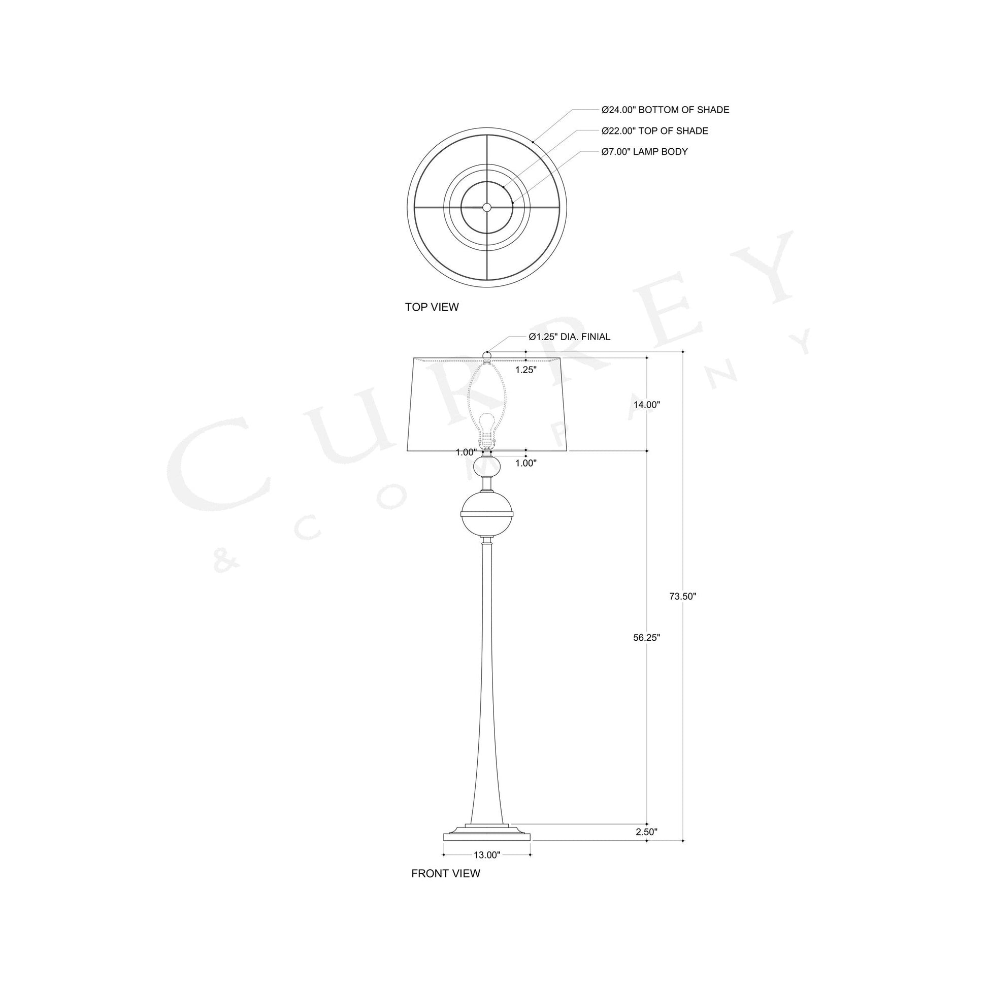 Boullee Floor Lamp - line drawing.