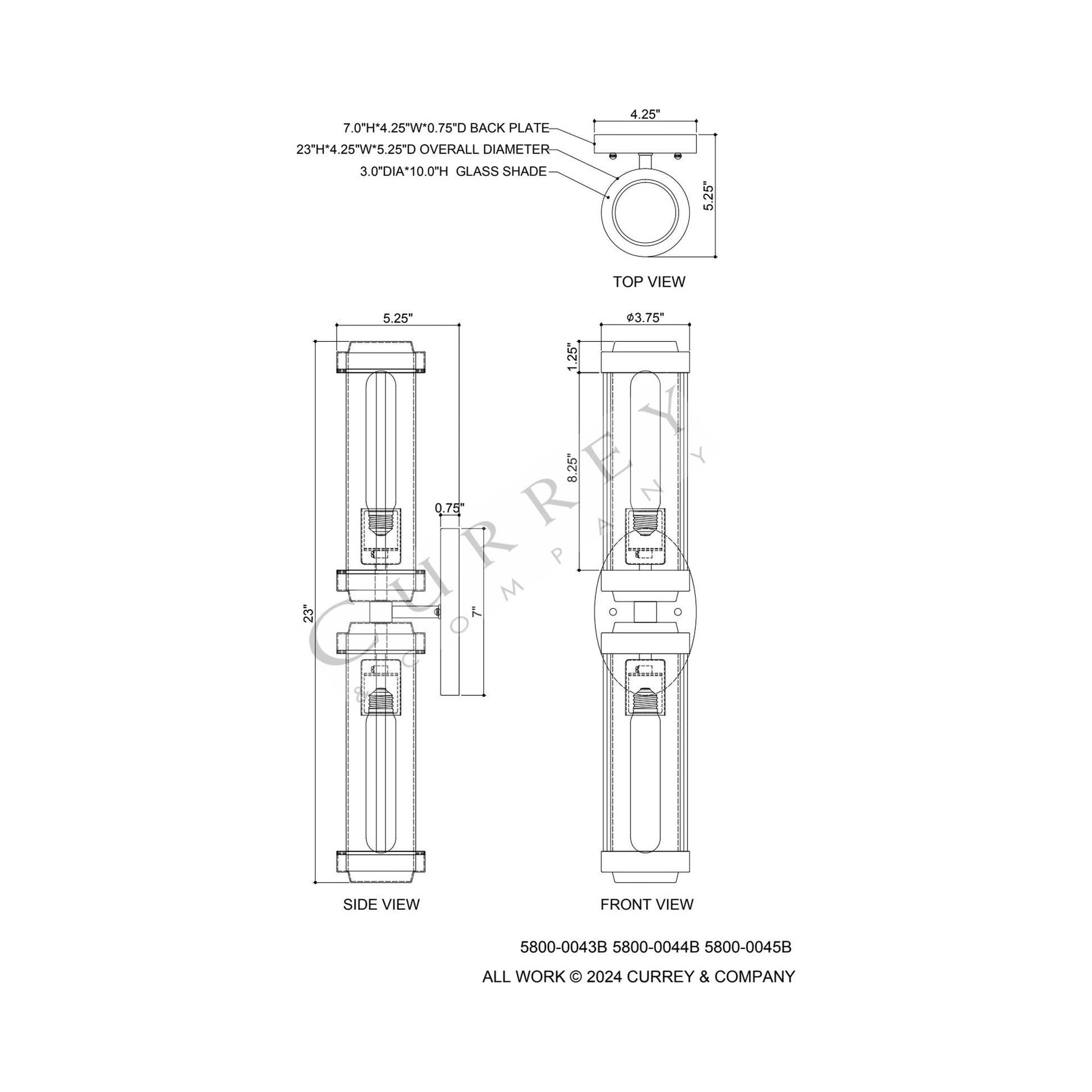 Bowland Bath Wall Light - line drawing.