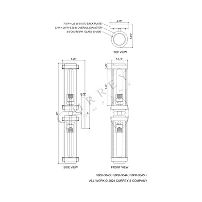 Bowland Bath Wall Light - line drawing.