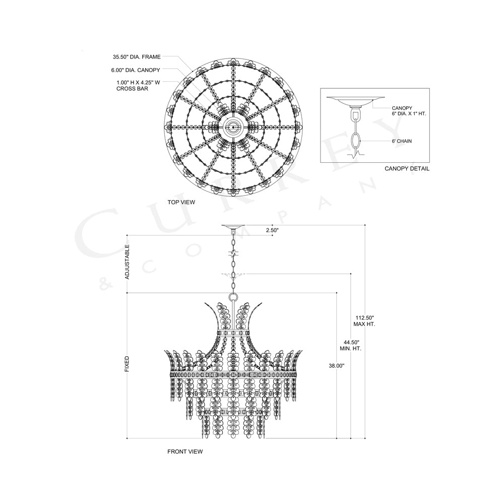 Bradshaw Chandelier - line drawing.