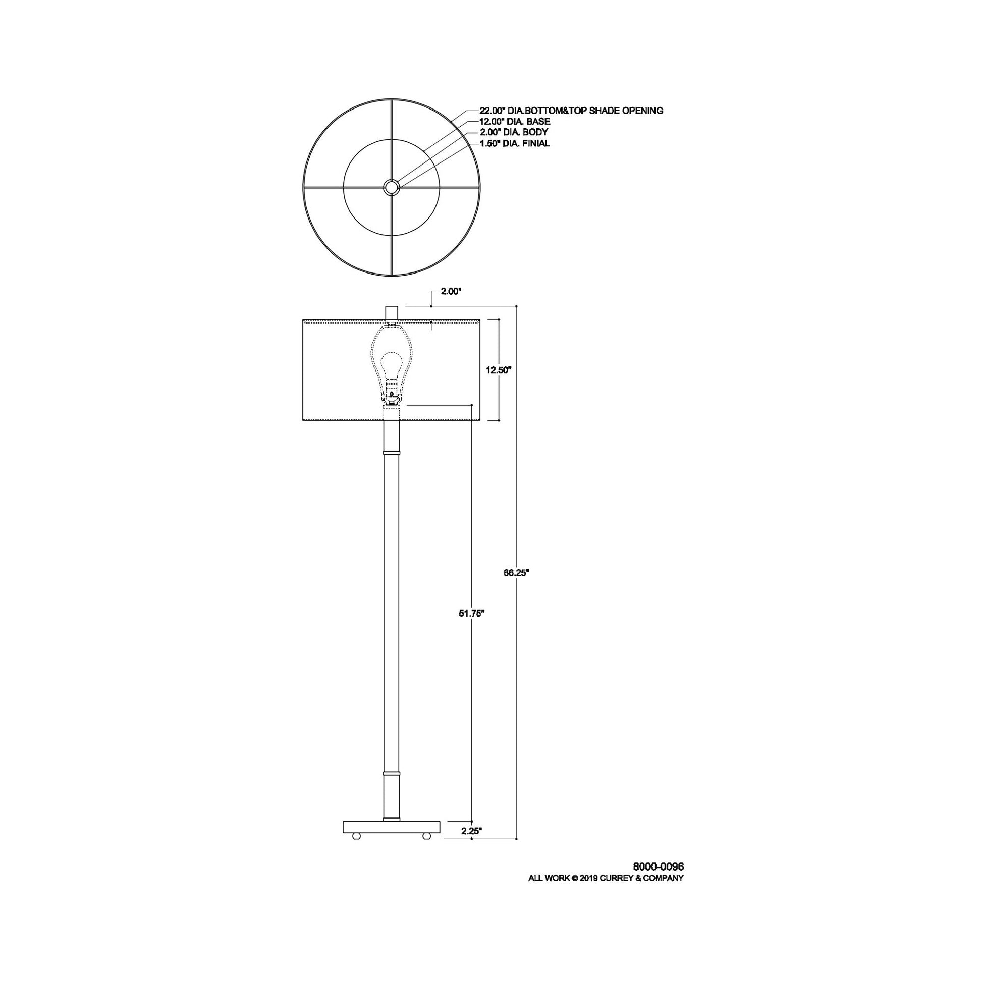Bravo Floor Lamp - line drawing.