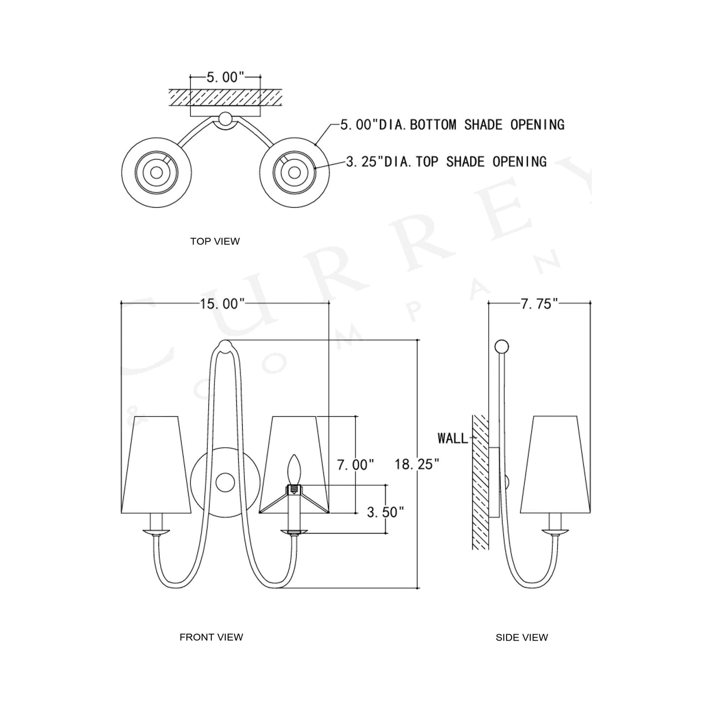 Brayden Wall Light - line drawing.