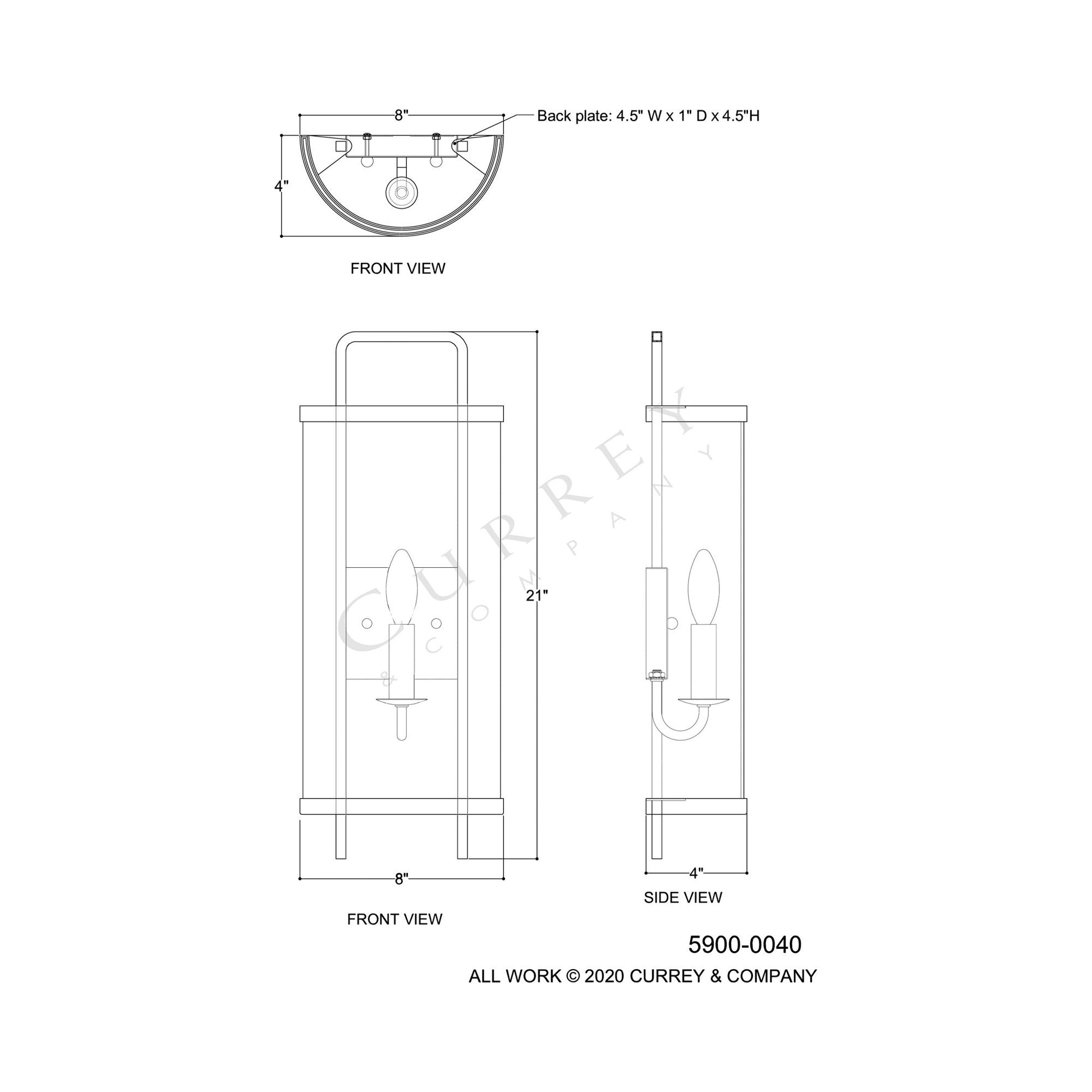 Breakspear Wall Light - line drawing.