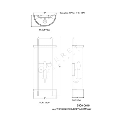 Breakspear Wall Light - line drawing.