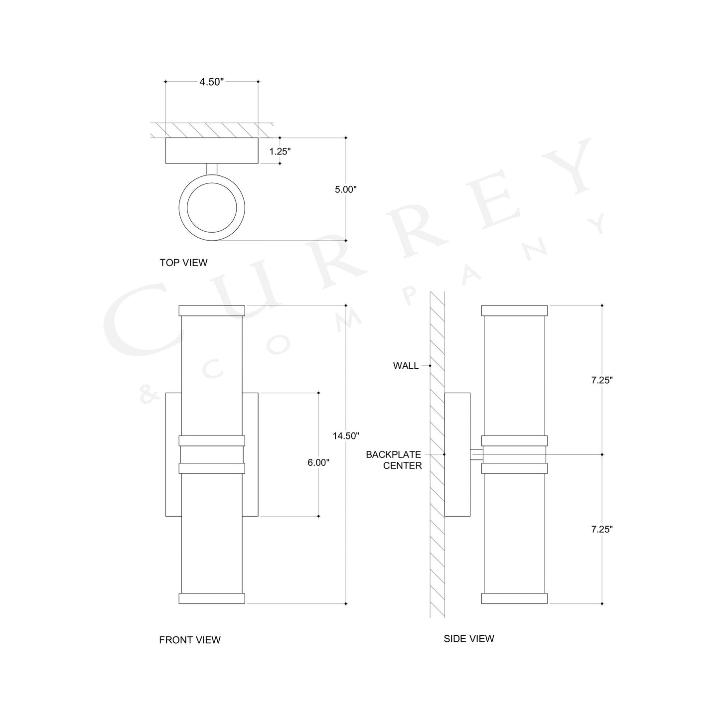 Brenham LED Bath Wall Light - line drawing.