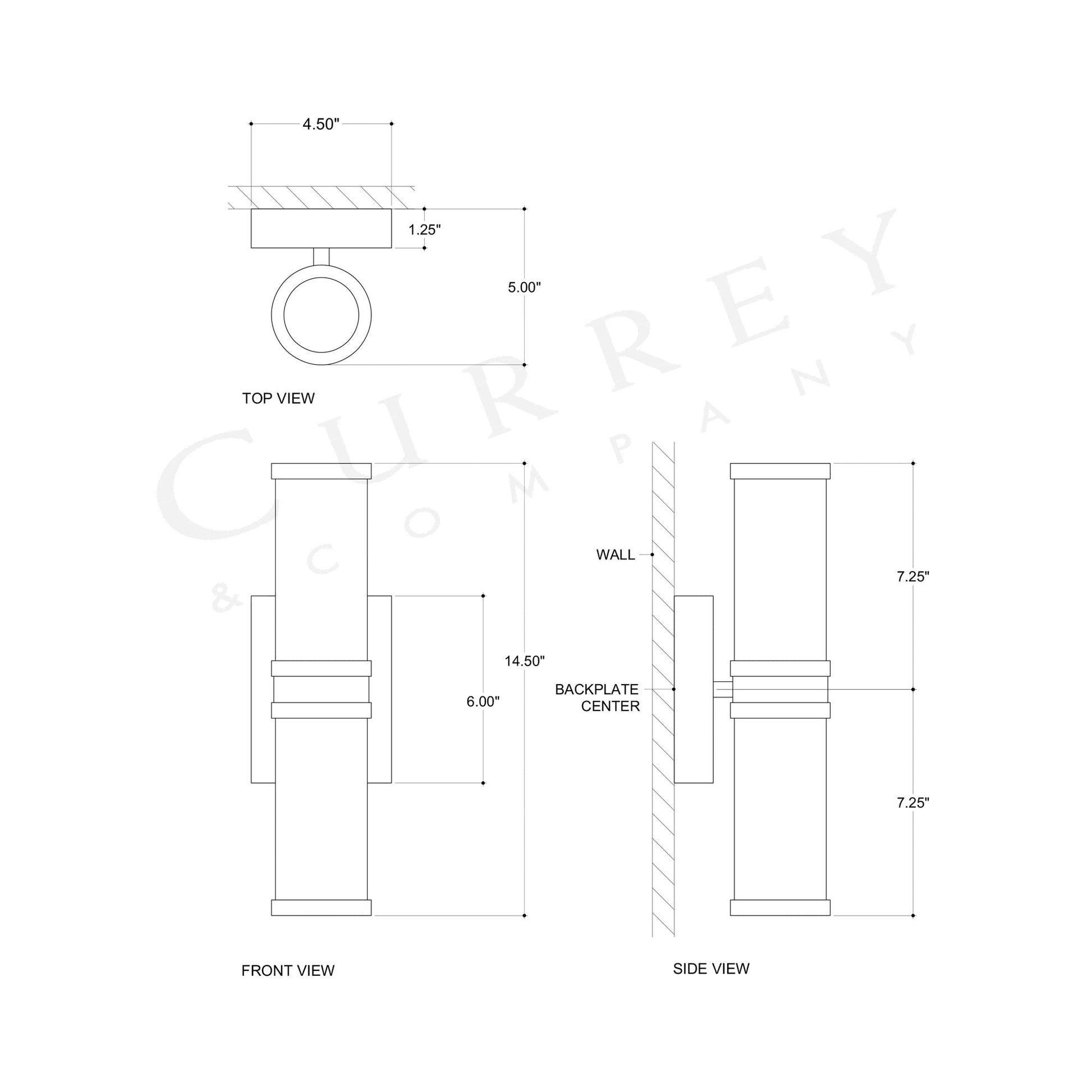 Brenham LED Bath Wall Light - line drawing.
