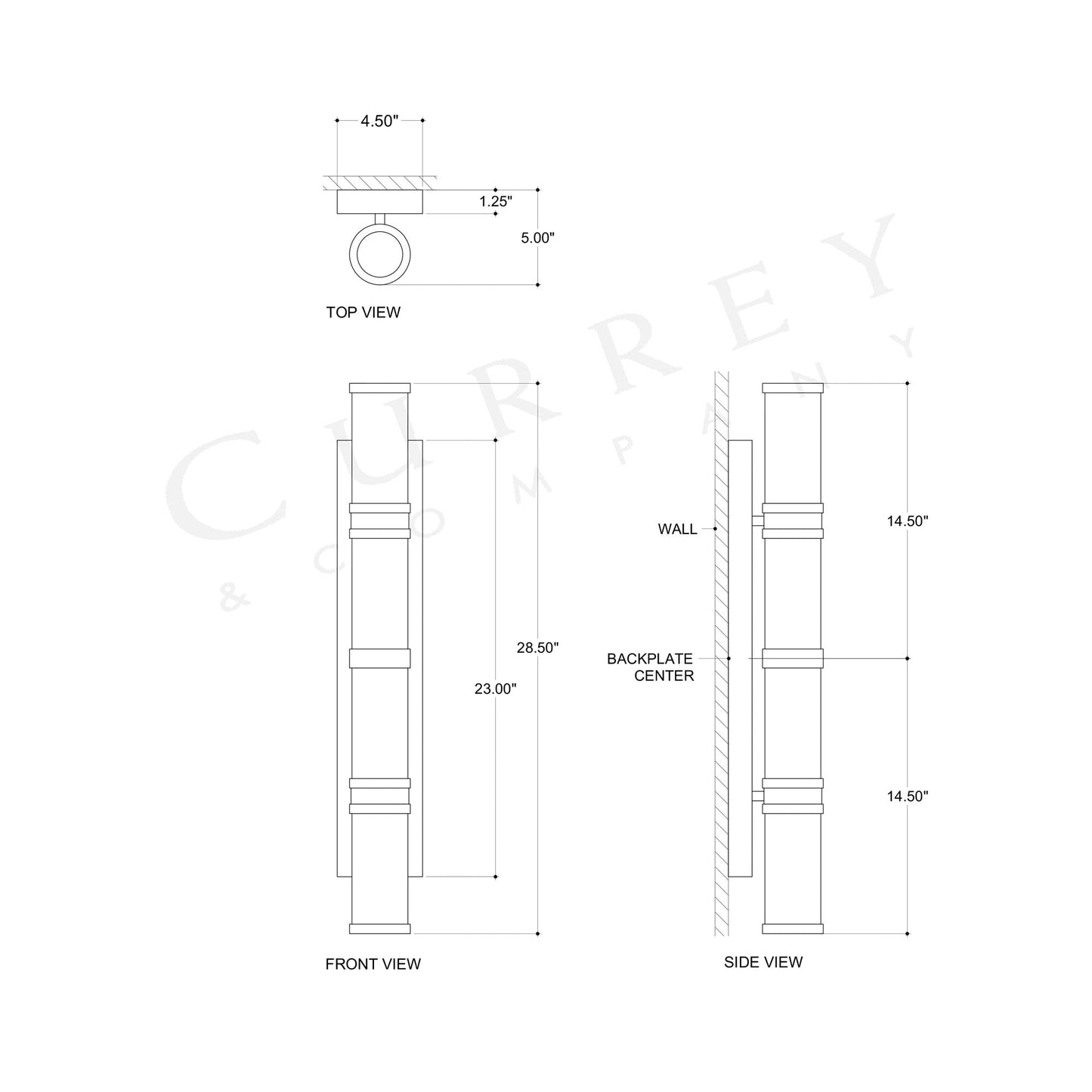 Brenham LED Bath Wall Light - line drawing.