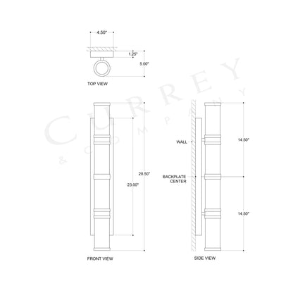 Brenham LED Bath Wall Light - line drawing.