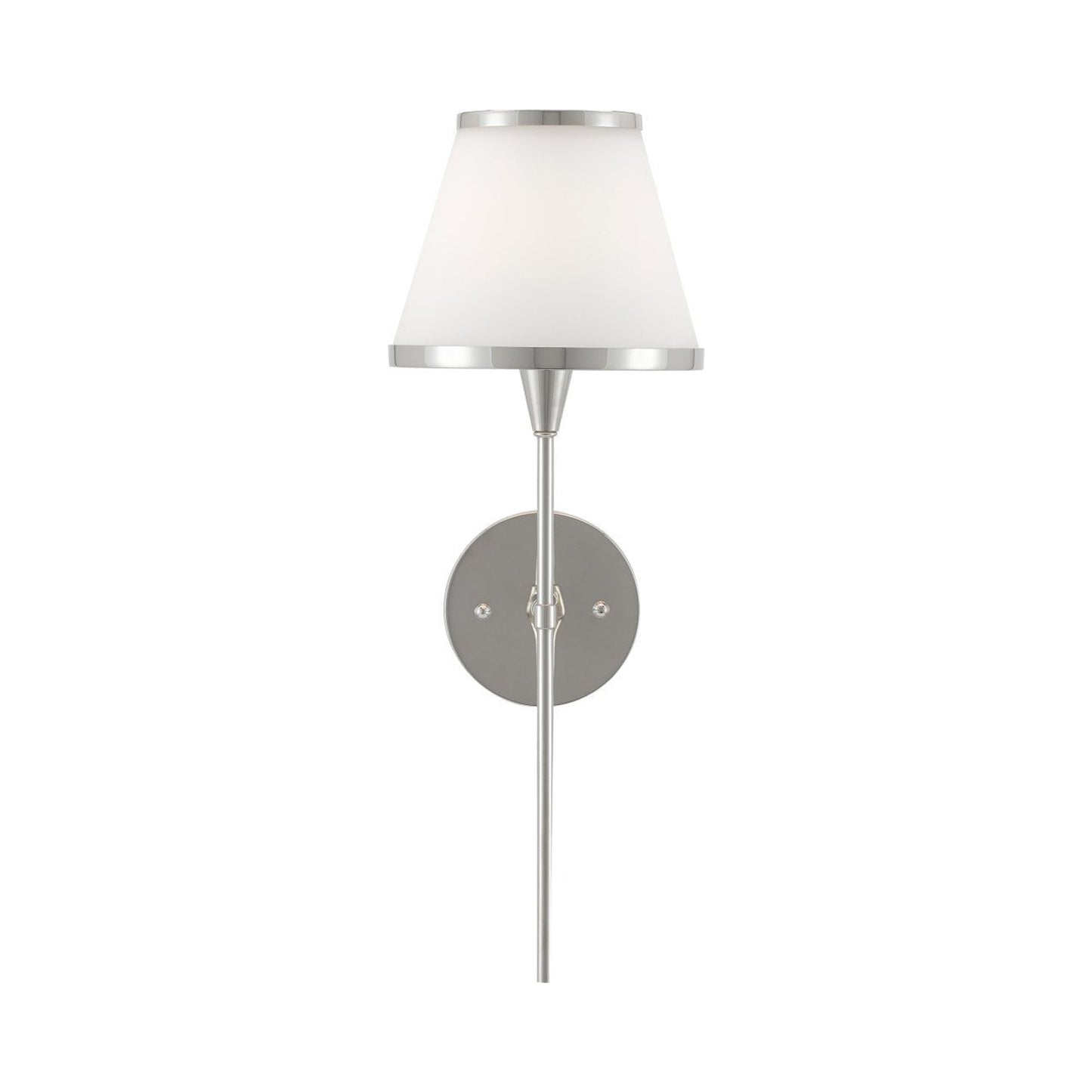 Brimsley Wall Light in Polished Nickel.