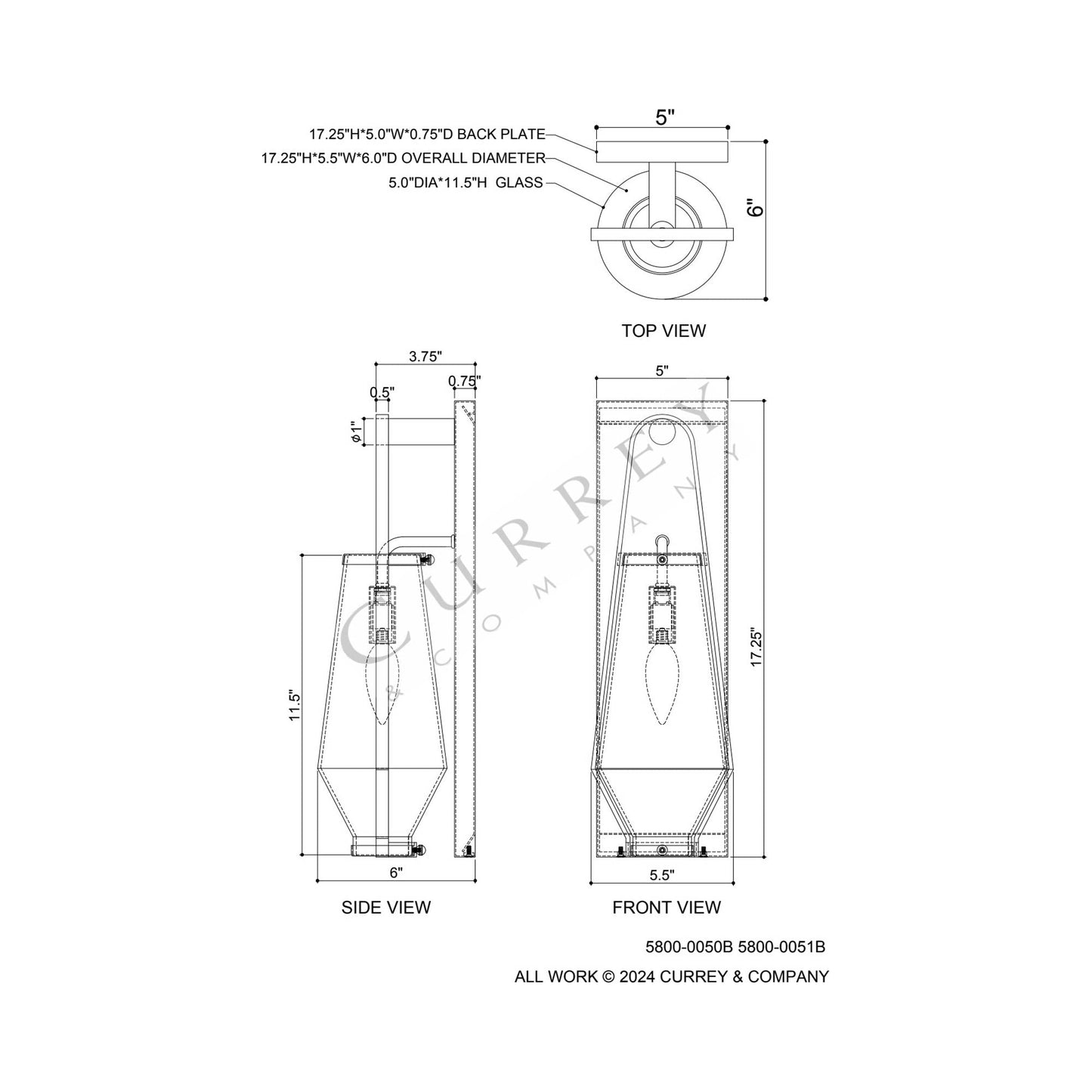 Brompton Bath Wall Light - line drawing.
