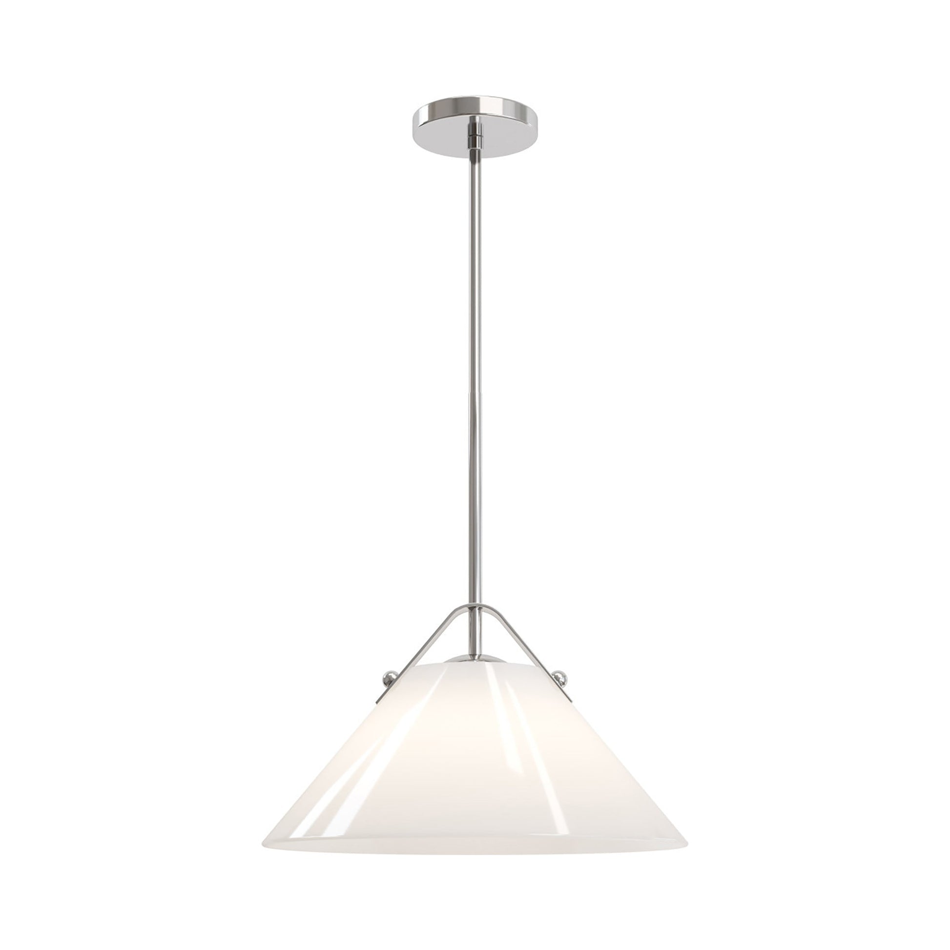 Bronwen Pendant Light in Polished Nickel.