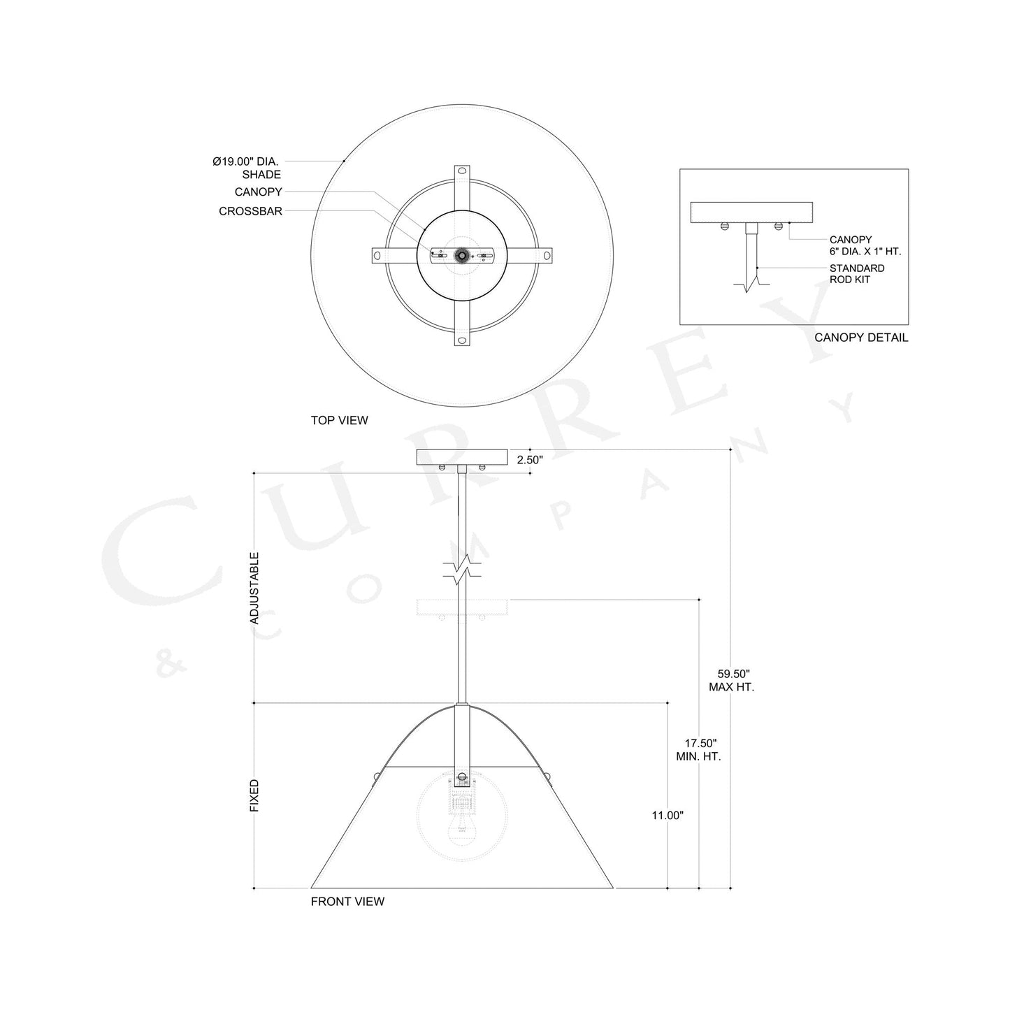Bronwen Pendant Light - line drawing.