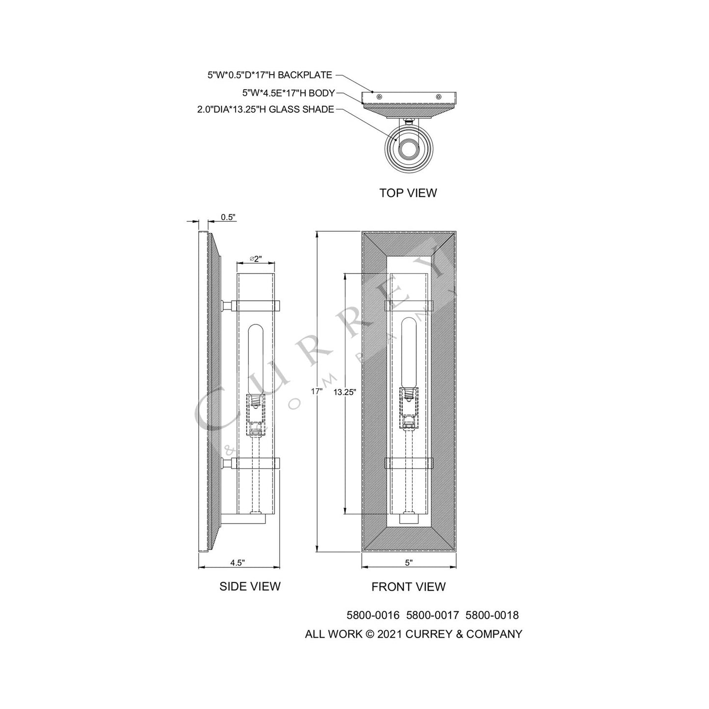 Bruneau Wall Light - line drawing.