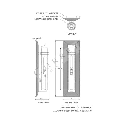 Bruneau Wall Light - line drawing.