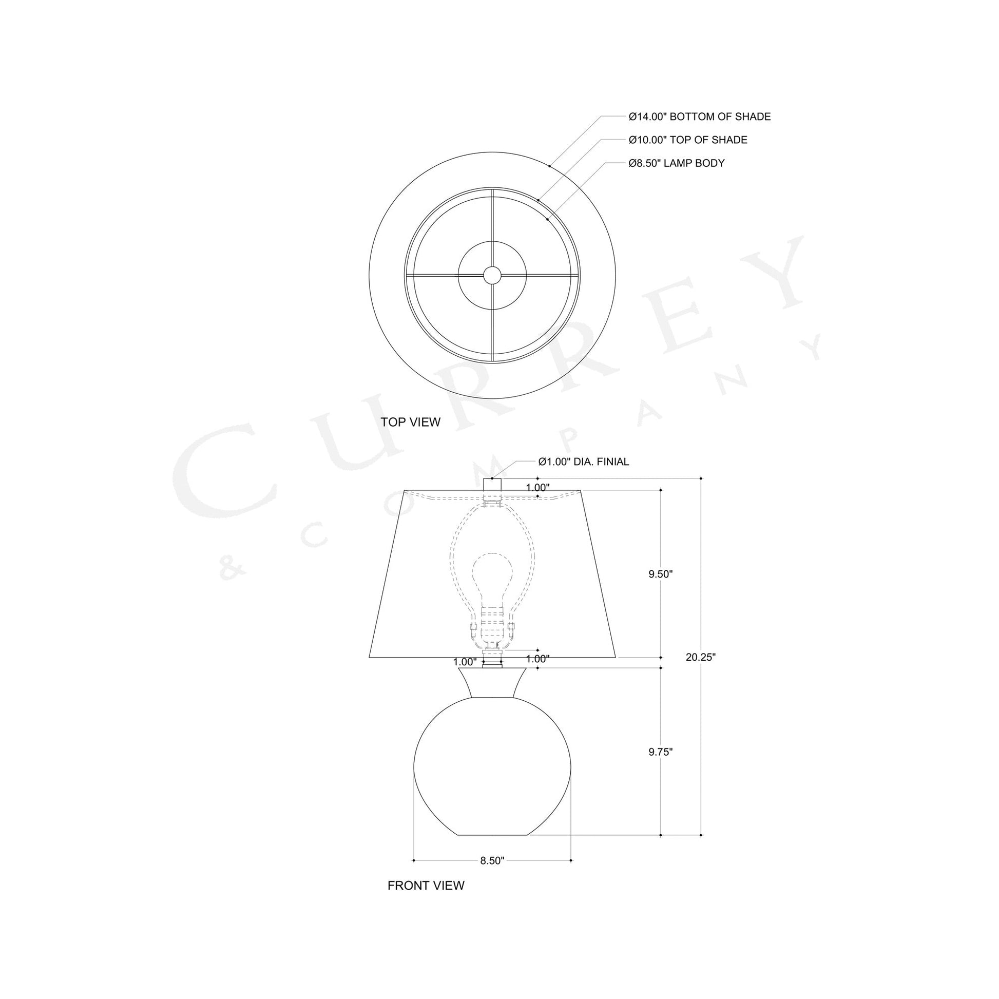 Brushmark Table Lamp - line drawing.