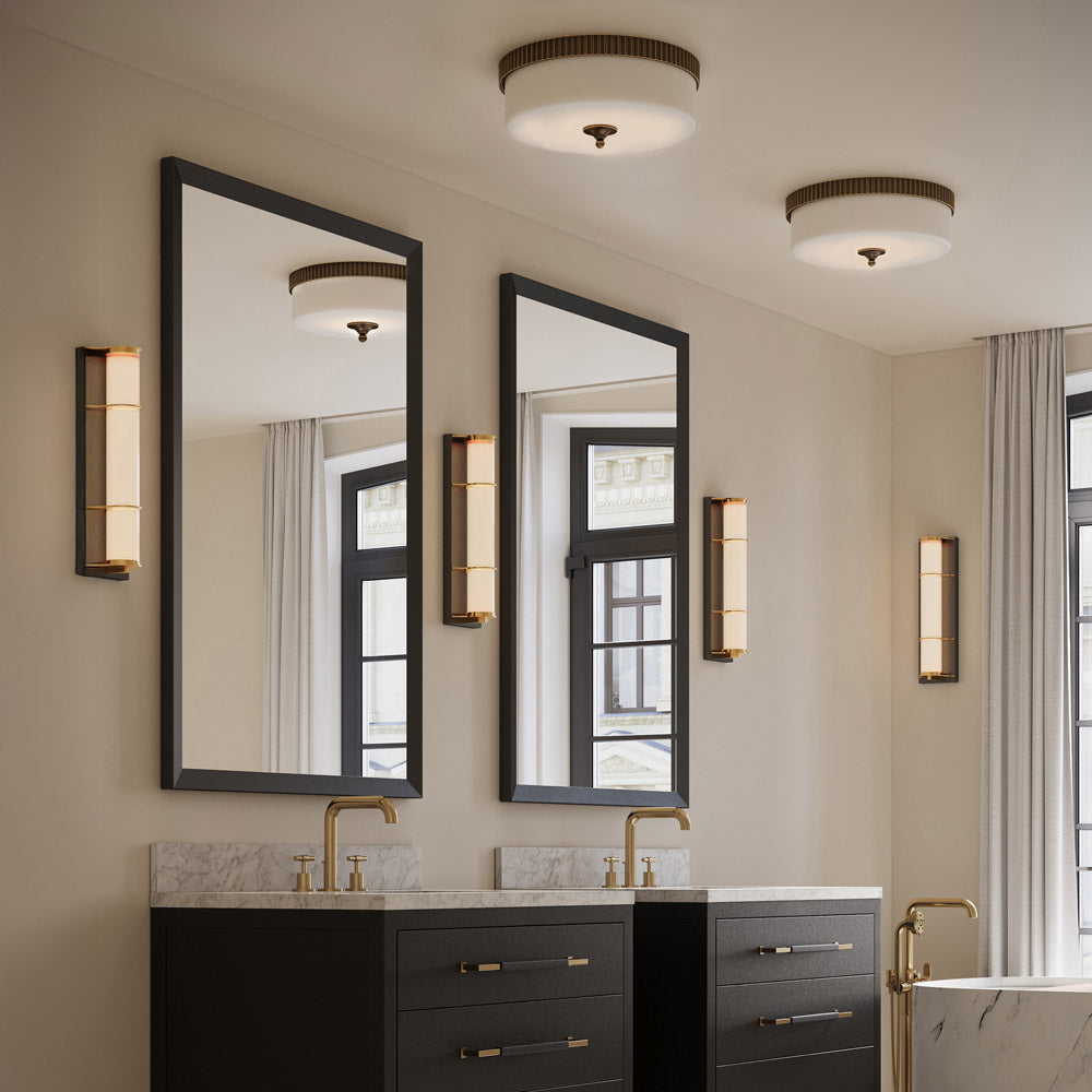 Bryce LED Flush Mount Ceiling Light in bathroom.