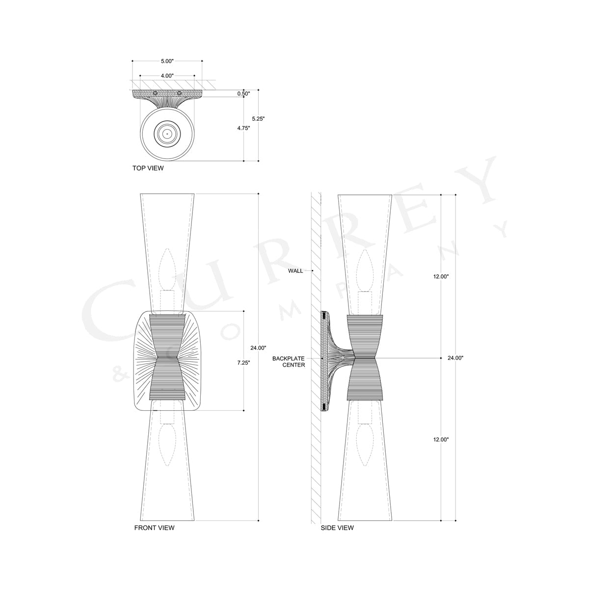 Burrows Bath Wall Light - line drawing.