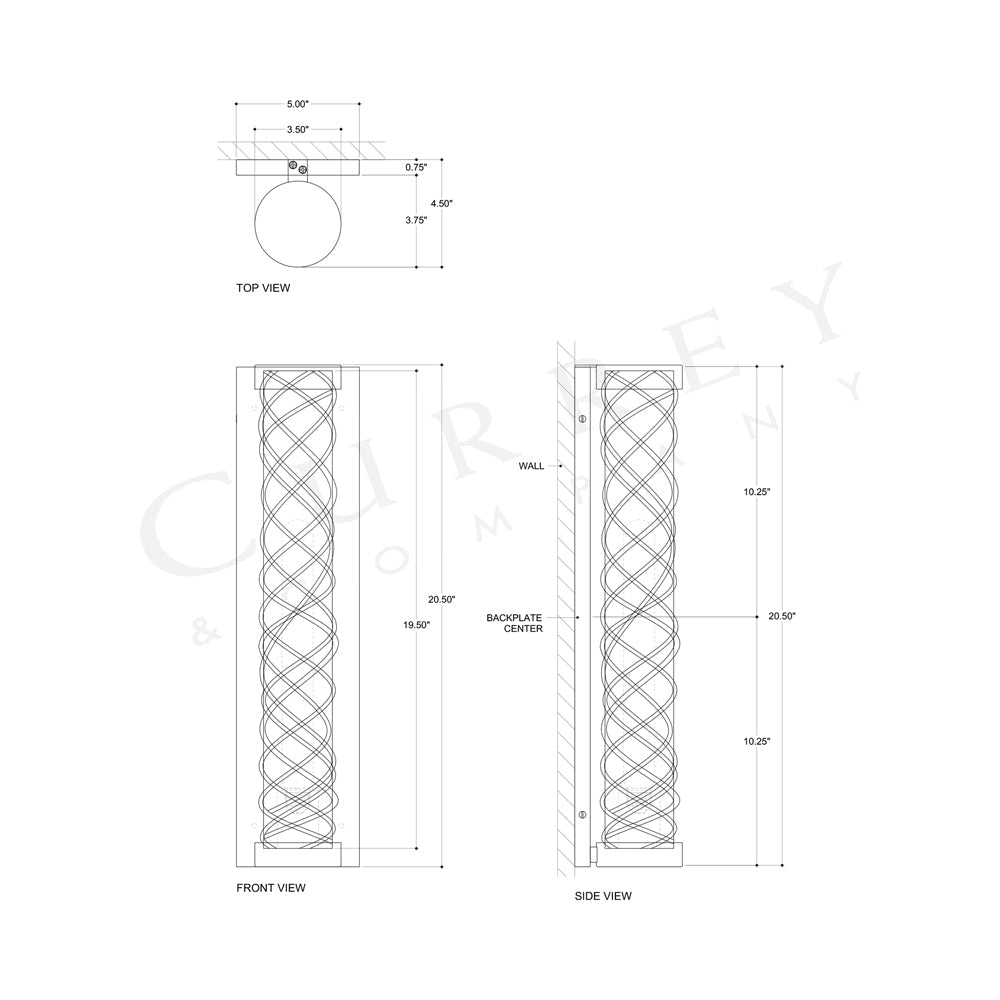 Busby Bath Wall Light - line drawing.