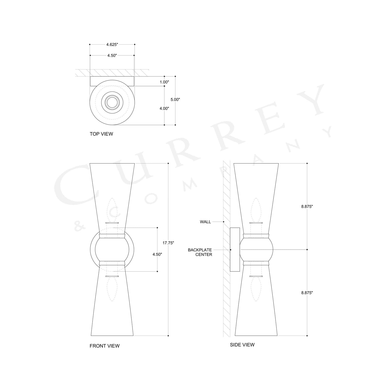 Byford Bath Wall Light - line drawing.