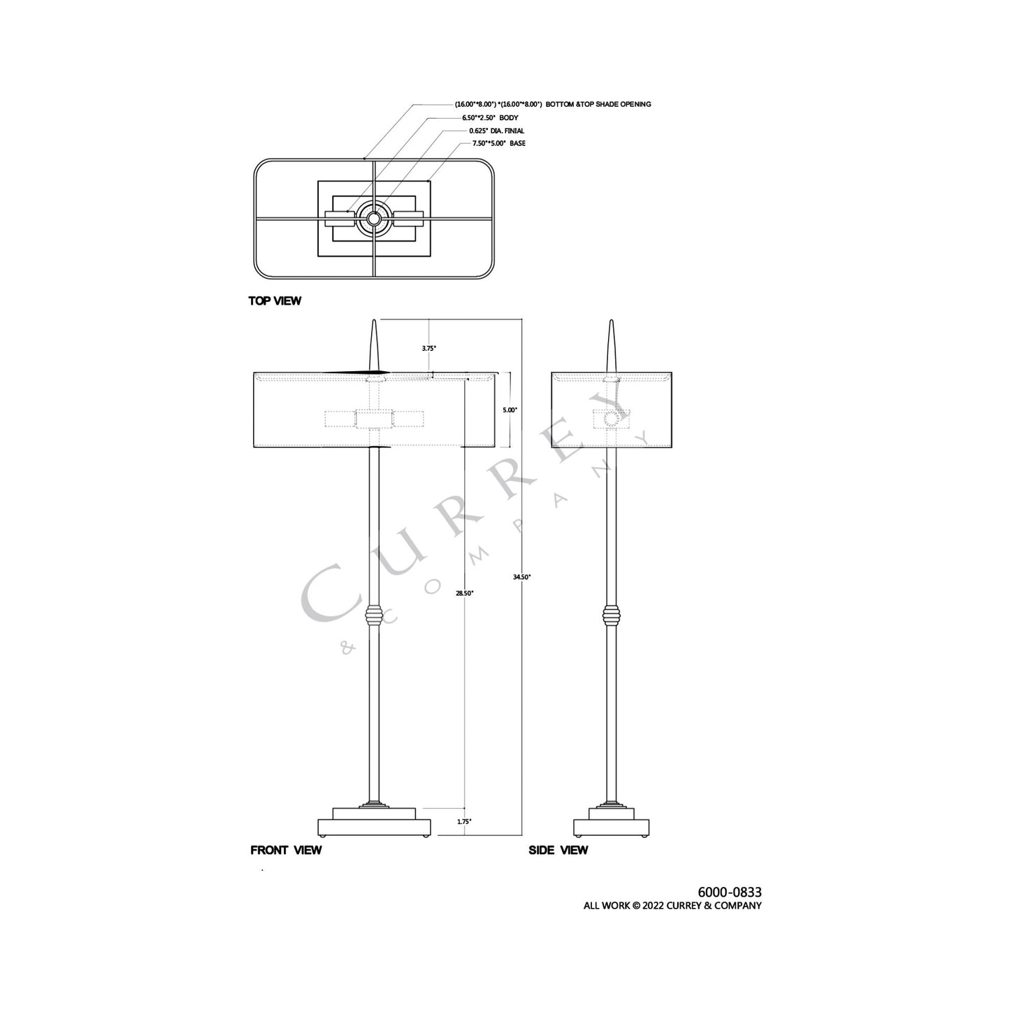 Caldwell Table Lamp - line drawing.