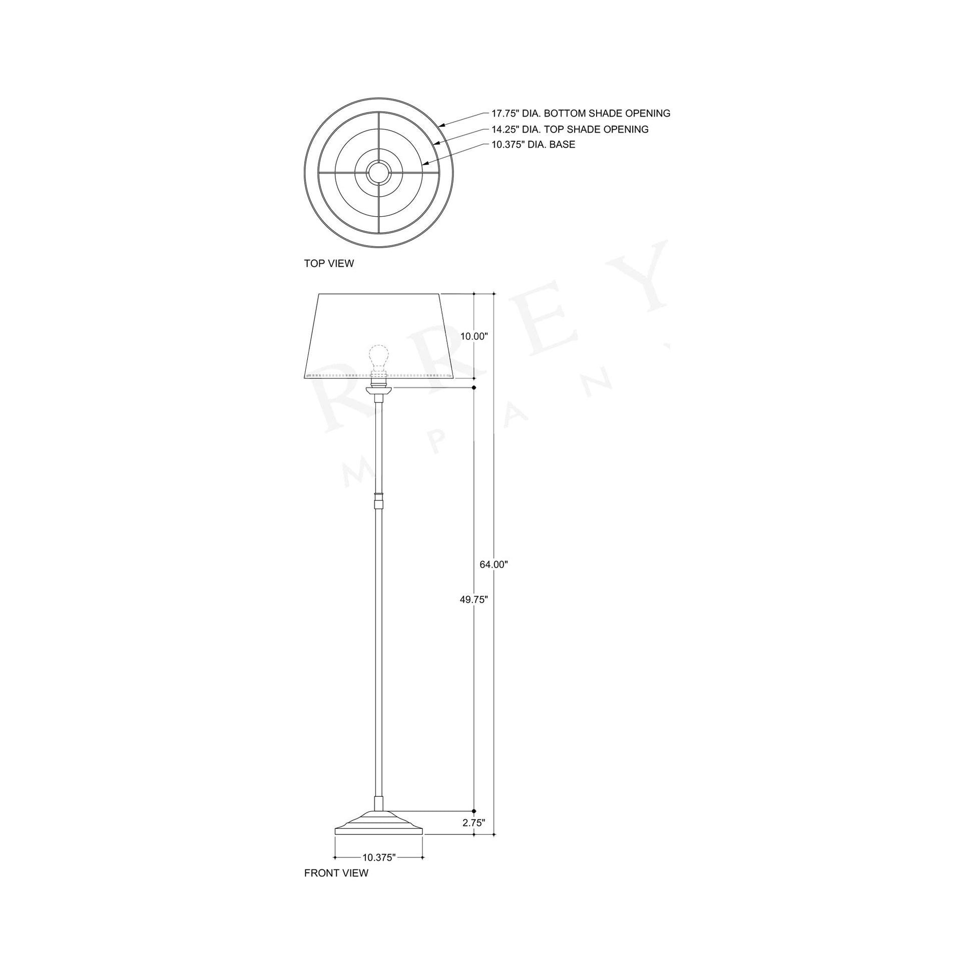 Callum Floor Lamp - line drawing.