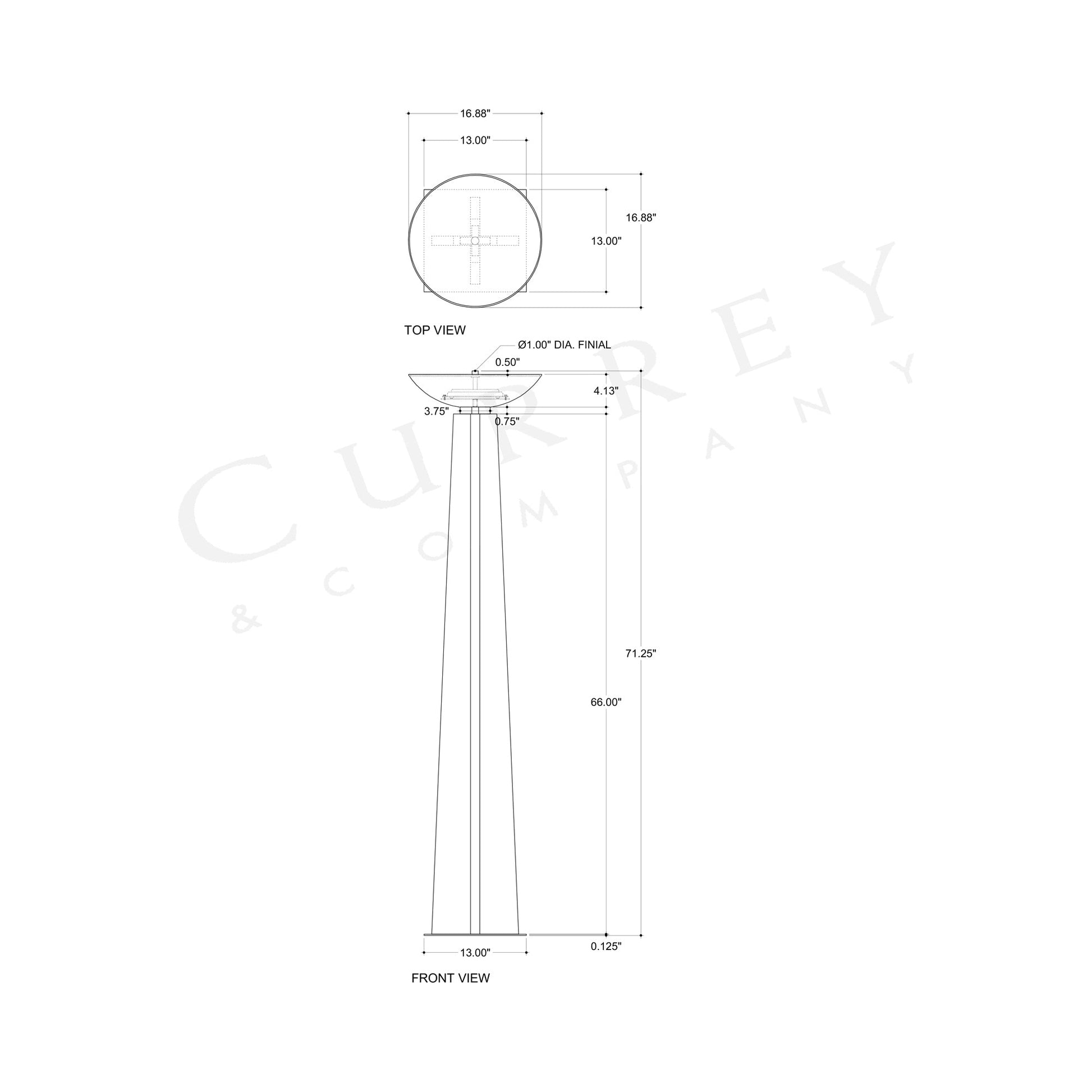 Calyx LED Floor Lamp - line drawing.