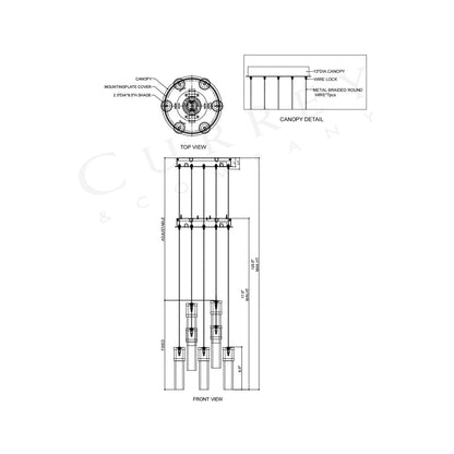 Cannula Round Pendant Light - line drawing.