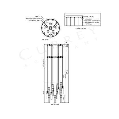 Cannula Round Pendant Light - line drawing.