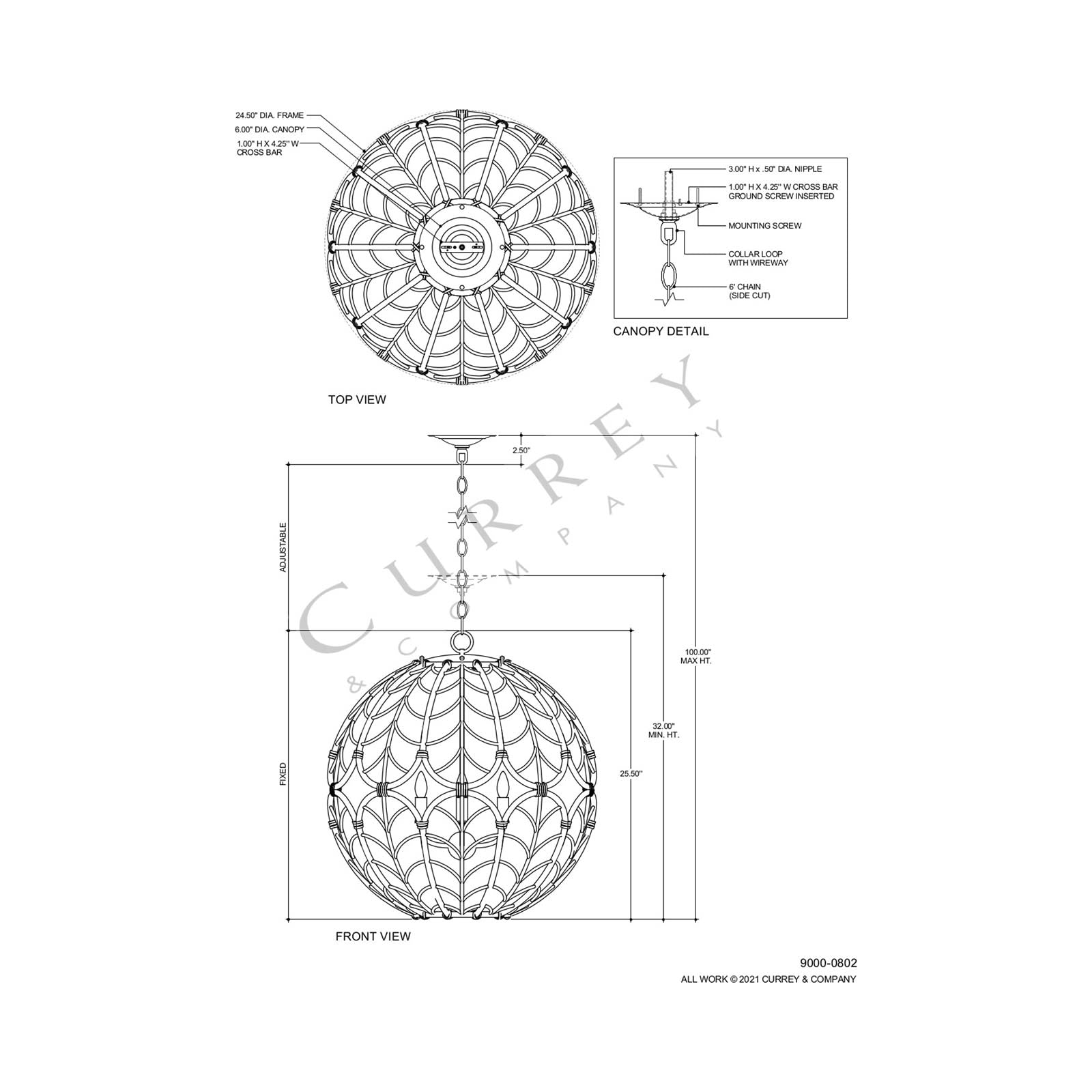 Cape Verde Chandelier - line drawing.
